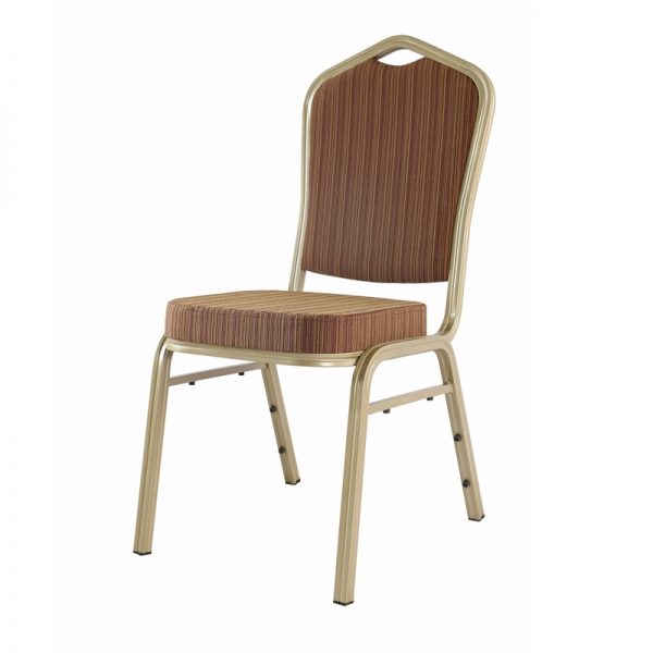 Crown Back Stacking Banquet Chair in Striped – Champagne silver Frame EA-01H