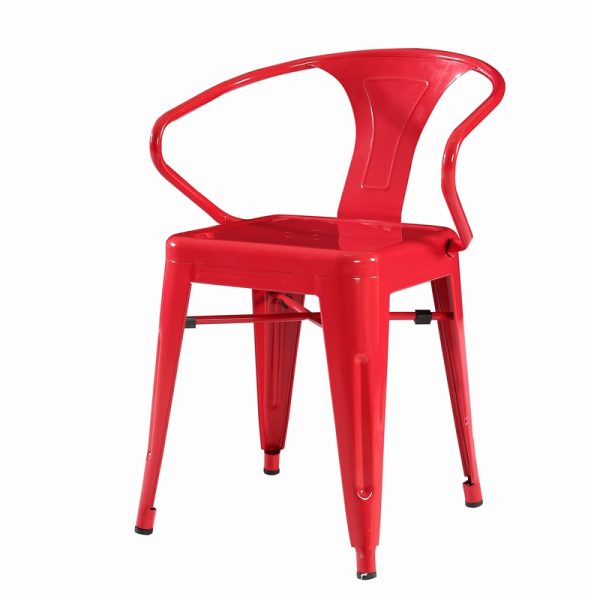 Red Metal Indoor-Outdoor Stackable  Chair with Arms EF-05