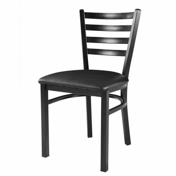 Ladder Back Metal Restaurant Chair with Black Vinyl Seat EM-08