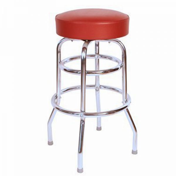 Double Ring Chrome Barstool with Black Vinyl Swivel Seat EM-26 - Image 2