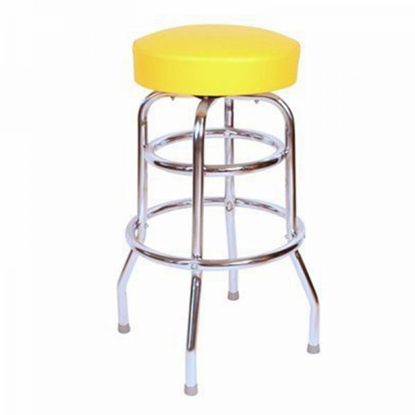 Double Ring Chrome Barstool with Black Vinyl Swivel Seat EM-26 - Image 4