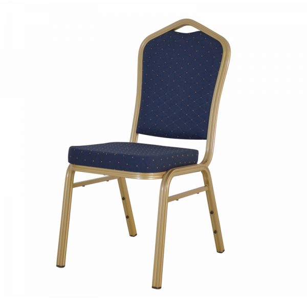 Crown Back Stacking Banquet Chair in Blue With Yellow Point – Gold Frame EA-01