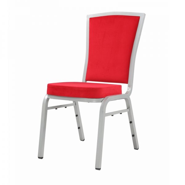 Stacking Banquet Chair in Red - Silver Frame EA-19