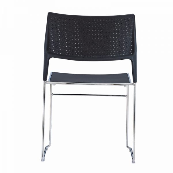 Black Stack Chair with Air-Vent Back and Chrome Sled Base F12 - Image 5