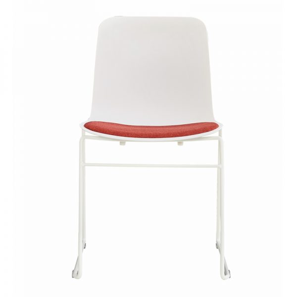 White Plastic Stack Chair with Chrome Frame Support F10D - Image 2