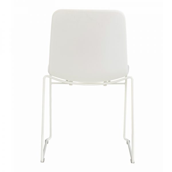 White Plastic Stack Chair with Chrome Frame Support F10D - Image 3