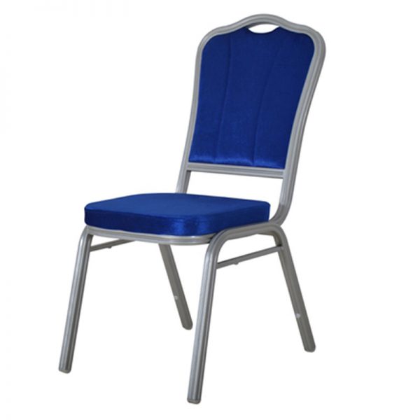 Blue Crown Backrest Stackable Banquet Chair-Silver Frame EB-31