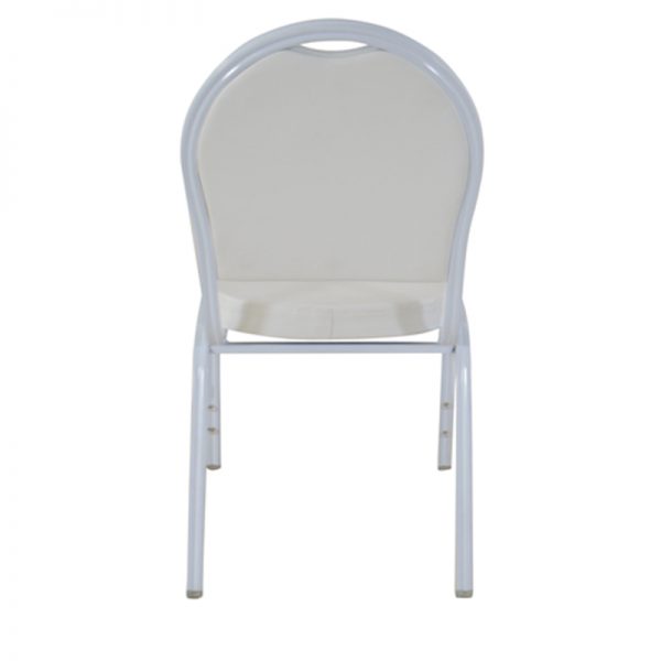 White Round Backrest Stackable Banquet Chair-White Frame EB-01 - Image 5