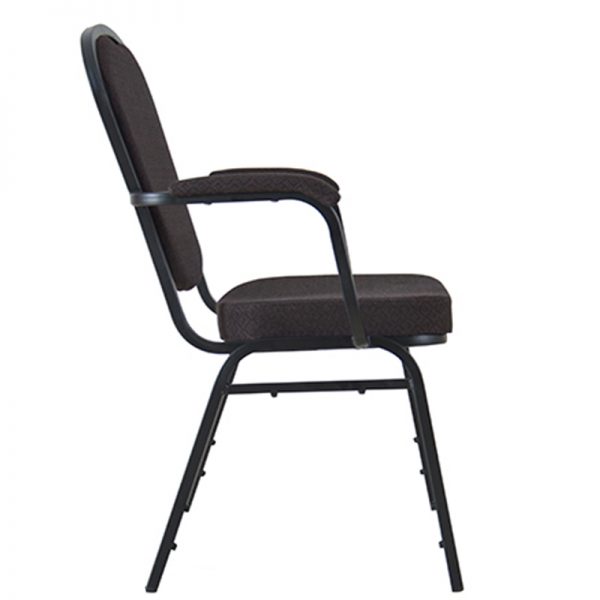 Dark Purple Round Backrest With Armrests Stackable Banquet Chair-Black Frame EB-35 - Image 3
