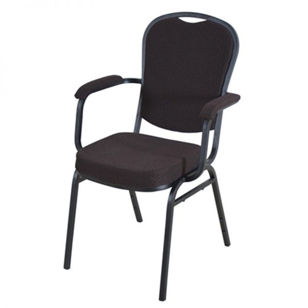 Dark Purple Round Backrest With Armrests Stackable Banquet Chair-Black Frame EB-35