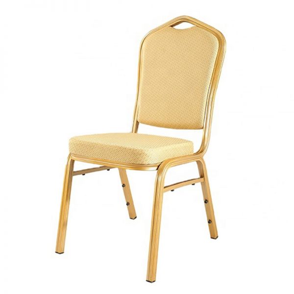 Beige Backrest Stackable Banquet Chair-Gold Frame EB-08